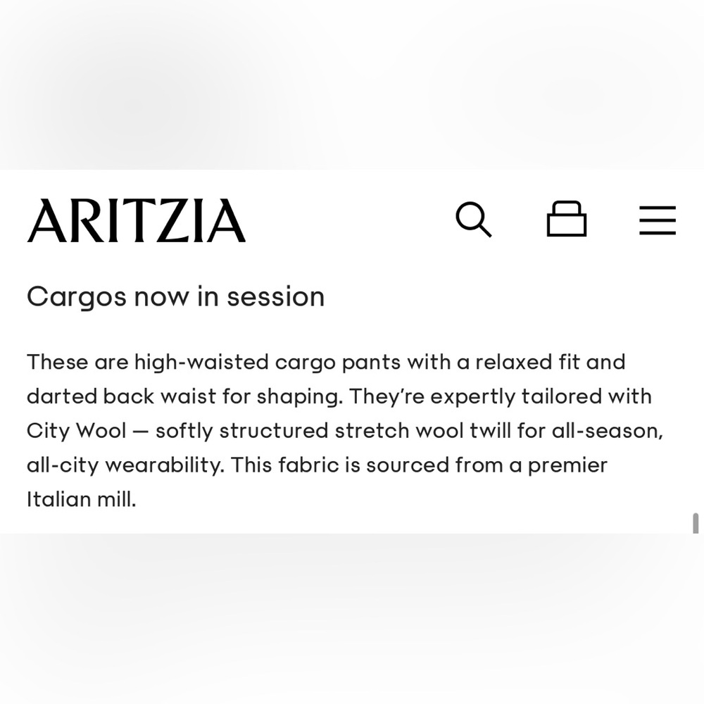 NWT Aritzia Babaton Spotlight Cargo Pant City Wool in Black Size 6 - Picture 10 of 14